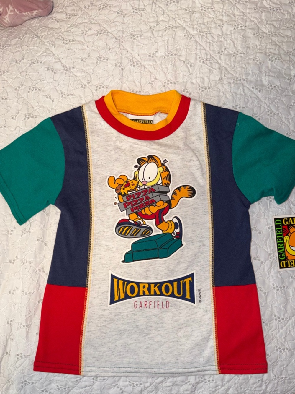 Vintage Garfield Kids' Short Sleeve Workout Tee - Multi Color
